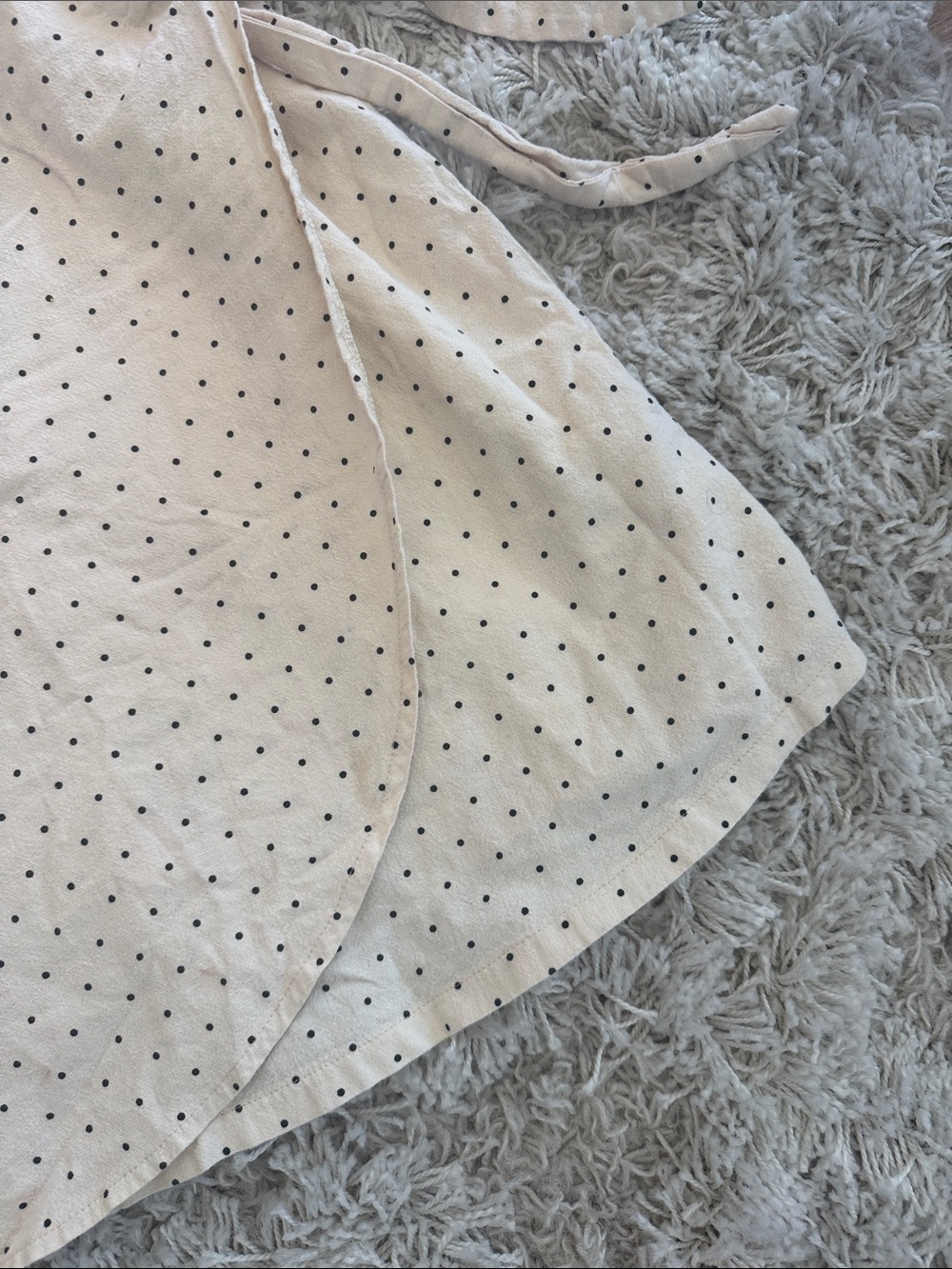 Cream Mini Wrap Dress Black Polka Dot Feminine Summer Vacation - Picture 2 of 8